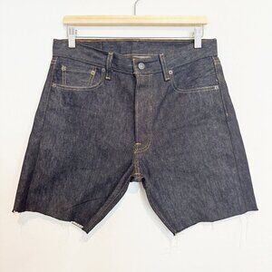 Levi’s 501 Cut Off DIY Raw‎ Hem Long Jean Shorts Rigid Dark Wash Blue Size 31
